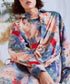 Watercolor Floral Drawstring Shirt Dress